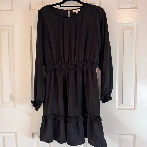 Knox Rose Black Long Sleeve Ruffle Hem Dress - Picture 5 of 6